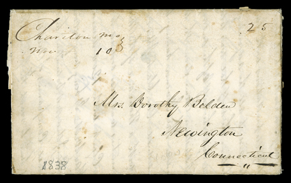 Missouri Mormon War of 1838, important content letter by Joshua Belden, a non-Mormon, Howard Country, MO, November 5, 1838. He tells his mother in Newington, CT that:Peace has
again been restored and the Mormons all taken prisoners...The Mormo