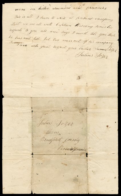 [Siege Fort Erie] A first-hand account of the failed British attack on Fort Erie, Ontario. Samuel Tozer writes from the fort on August 16, 1814, to his brother Julius in Athens,
PA:giving you an account of the battle that was faught Here yeste