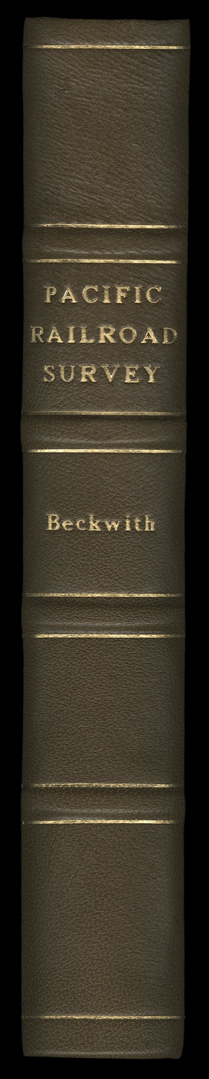 Report of the Secretary of War Communicating the Several Pacific Railroad Explorations. Jefferson Davis. Washington, AOP Nicholson, 1855. 3 volumes in one (showing three
routes). 8vo, modern leather binding with marbled boards, gilt spine. Pages