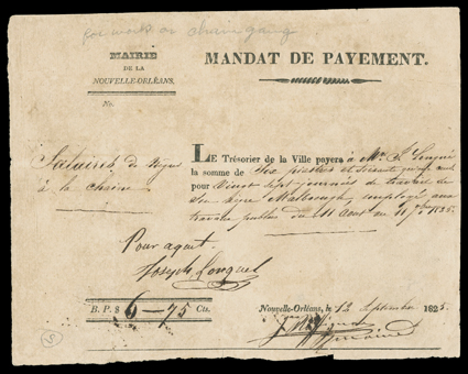 [Slavery] Group of four interesting items: An autograph letter signed by James Morrison in Lexington, Ky, to Col. John C. Sullivan in St. Louis, about collecting a debt and
managing Morrisons property. He admonishes, I pray you to be careful