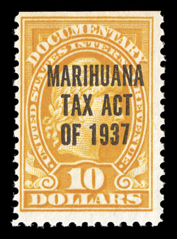 RJM1-3, $1.00-$10.00 1917 Issue, with MarihuanaTax Actof 1937 overprint cplt., rich bright colors, each with natural straight-edge at top or bottom, o.g., n.h., fine
set.