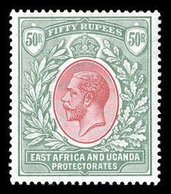57, 1912 50R Gray green and rose red, an exceedingly bright and fresh mint single, nicely centered, o.g., lightly hinged, very fine 1980 Brandon certificate (S.G. 61
£600).