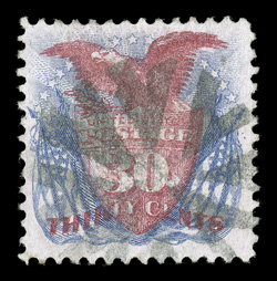 121, 30c Blue and carmine, used, nicely centered, strong colors and fine impression on fresh paper, circle of Vs cancel, very fine.