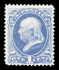 145, 1c Ultramarine, well centered and margined, rich fresh color, o.g., lightly hinged, very fine 2000 PF certificate.