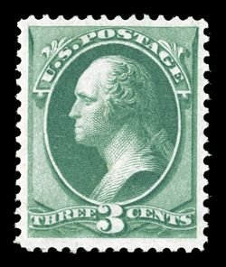 147, 3c Green, highly select mint single, marvelously well centered amid especially large margins, bright fresh color, o.g., faintly hinged, extremely fine 2009 PF
certificate.