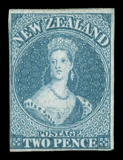 2d. dull blue on bleuté paper, unused with part original gum which has been redistributed, just clear to large margins and of fresh bright color. An appealing example of this
rare stamp. Holcombe Certificate (1993). Sc. 2 S.G. 2, £35,000.