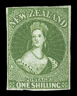 1- deep green, unused without gum, clear to large margins, lovely fresh deep bright color natural paper flaws at foot, otherwise fine and an outstanding example of this
exceptionally rare stamp. B.P.A. Certificate (1994). Sc. 25 S.G. 86, £13,0