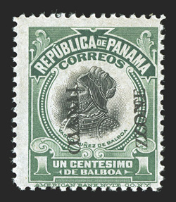 46b, 1c Light green and black, Canal Zone double, from the sheet with the overprints spaced closer, strong colors, o.g., fine (CZSG 46b).