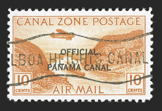 CO8-12, 5c-40c Air post officials, 17mm ovpt. cplt., well centered set with the usual c.t.o. cancels, fresh colors, still with original gum, very fine (CZSG
CO8-12).