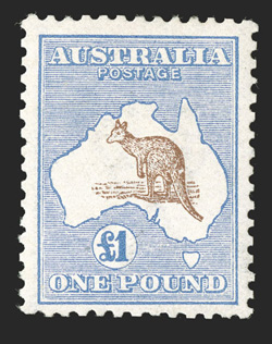 14, 1913 £1 Ultramarine and brown, nicely centered, rich bright colors, o.g., light horizontal crease, very fine appearance (S.G. 15 £1,900).