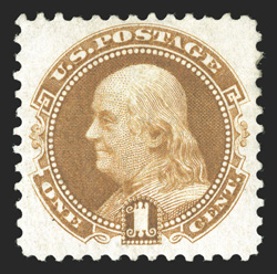 123, 1c Buff re-issue, bright and fresh, nicely centered, full o.g., very fine 1991 PF certificate.