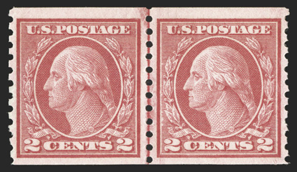 454, 2c Red rotary coil, Ty. II, perf. 10 vert., joint line pair, well centered, bright color, o.g., n.h., very fine 1992 PF certificate.