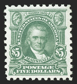 480, $5.00 Light green, quite well centered, attractive color, o.g., n.h., extremely fine 2009 PF certificate.