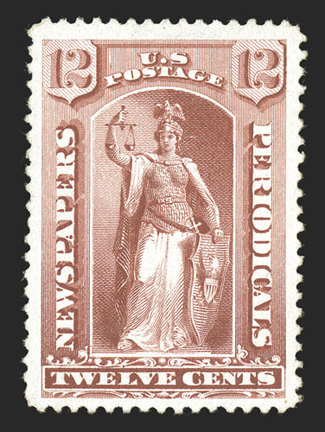 PR63, 12c Red, impressively margined unused single, precisely centered amid lavishly large margins all around, rich color on fresh paper, an extremely fine jumbo 1993 PF
certificate.