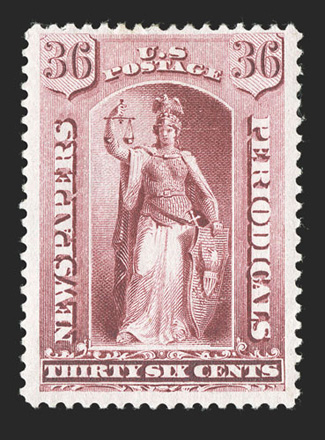 PR84, 36c Carmine, nicely centered amid large margins, rich color, o.g., h.r., very fine.