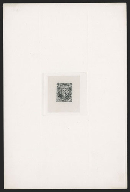 RO82P1, Excelsior Match Co., Syracuse, N.Y., 1c Black large die proof on India paper mounted on full sized card measuring 151x228mm, mounted on Joyce album page, extremely fine
ex-Joyce.