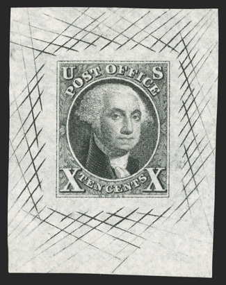 2Pa, 10c Black large die proof on white bond, 34x44mm with cross-hatching, exceptionally bright and fresh, very fine and choice 1991 PF certificate.