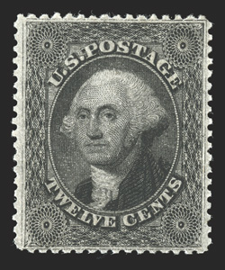 36B, 12c Black, plate III, exceedingly well centered and margined, especially intense color and impression, full clean o.g., faintly hinged, extremely fine 1991 PF
certificate.
