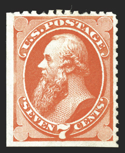 171, 7c Reddish vermilion special printing, without gum as issued, gorgeous radiant color on fresh white paper, scissor separated as usual, very fine approximately 50 of the
Seven Cent Special Printings are thought to exist 1952 and 1991 P