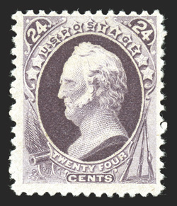 200, 24c Dark violet special printing, without gum as issued, deep rich color and a sharp impression on bright paper, a fine example of this rare special printing, of which
only about 75 examples still exist, many of which have faults 1982