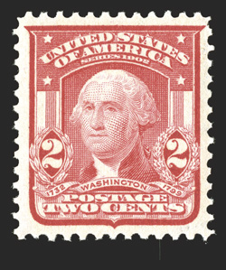 319b, 2c Carmine rose, Ty. I, beautifully centered within lavishly large margins, lovely bright color, o.g., n.h., an extremely fine gem 2000 PF certificate
ex-Scarsdale.