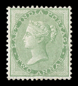 S.G. 50, 1856 2a Yellow-green, fresh mint single, well centered, bright color, o.g., horizontal crease at base, very fine appearance.