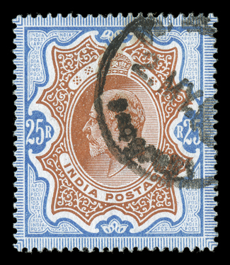 S.G. 147, 1909 25R Brownish orange and blue, choice used example, gorgeous rich colors on fresh white paper, postally used with c.d.s. cancel, extremely fine.