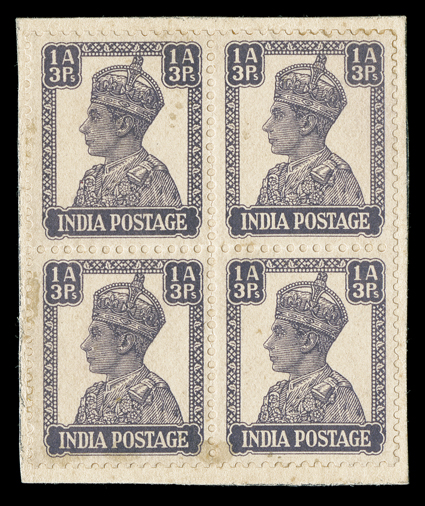 S.G. 269TC, 1940 1a3p Deep dull violet, trial color, block of four perforated and affixed to card as usual, very fine and rare 2005 BPA certificate.