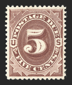 J18, 5c Red brown, well centered, impressively rich color and a highly detailed impression, o.g., lightly hinged, choice very fine 2010 PF certificate.