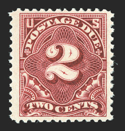 J30, 2c Vermilion, well centered within wide margins, rich luxuriant color and a crisp detailed impression, o.g., n.h., choice very fine quite scarce in this premium never
hinged quality 1998 PSE certificate and a 2005 PF certificate.