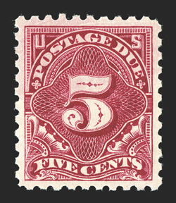 J55a, 5c Dull rose, an outstanding mint example that is flawlessly centered amid large balanced margins, gorgeous radiant color and a vivid impression, pristine o.g., n.h., an
extremely fine gem with great eye appeal 2008 PSE certificate (Super