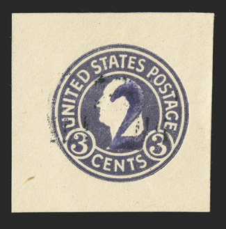 U480, 2 on 3c Dark violet on white, die 7, violet Orlando Beach, Florida surcharge, 39x39mm mint cut square, very fine and rare a mere 29 entires received this surcharge 1987
PF certificate.