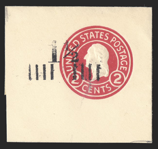 U502a, 1½c on 2c Carmine on white, die 5, mint cut square, large full corner example measuring 53x50mm, attractive and extremely fine.