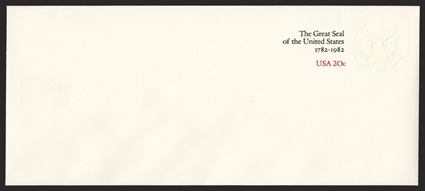 U602a, 20c Dark blue, black and magenta, dark blue omitted, mint entire, size 23, knife 115, wmk. 49 as are all error entires, extremely fine (UPSS 3679a).