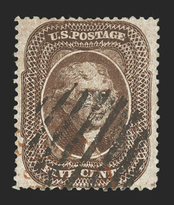 30A, 5c Brown, Ty. II, select used example, excellent centering, deep rich color and sharp impression on fresh paper, open grid and red c.d.s. cancels, extremely fine 1981 PF
certificate.