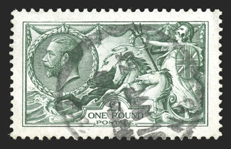 176, 1913 £1 Green, used, well centered, full and even perforations, extremely fine (S.G. 403 £1,250).