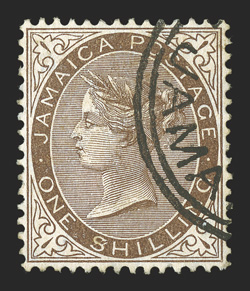 28 var., 1897 1- Brown, $ for S, well centered and uncommonly fresh, neatly cancelled, very fine (S.G. 24a).