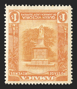 83a, 1920 1- Bright orange and orange, Frame Inverted, another example of this rarity, also being remarkably bright and fresh, well centered, fresh o.g., lightly hinged, very
fine.To have just one example of this rare invert in an auction is