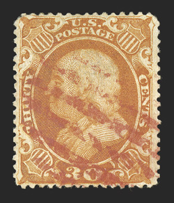 38, 30c Orange, used, exceptionally well centered within much larger margins than typically associated with this narrowly spaced stamp, deep vibrant color, red grid cancel,
extremely fine 2008 PF certificate.