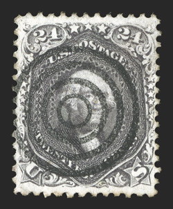 78 var., 24c Dark lilac, well centered, excellent deep color in the Dark lilac shade, neat target cancel, extremely fine 2008 PSE certificate.