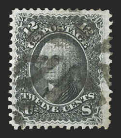 90, 12c Black, E grill, rich color and sharp impression on fresh paper, circle of wedges cancel, nearly very fine.