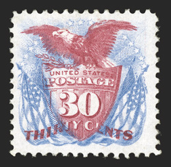 131, 30c Blue and carmine re-issue, unused, strong bright colors, nicely centered and margined, regummed, very fine 2001 PSE certificate.