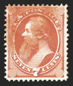 138, 7c Vermilion with grill, deep intense color, red cork cancel, strong grill impression, nearly very fine 2003 PSE certificate (F-VF 75 SMQ $295.00).