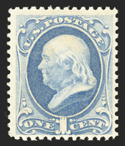 182, 1c Dark ultramarine, pristine mint single, with lovely rich color and a crisp impression, o.g., never hinged, very fine 2003 PF certificate.