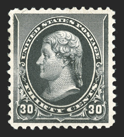 228, 30c Black, attractively centered within large margins, strong color, o.g., l.h., very fine 2004 PSE certificate (F-VF 75 SMQ $260.00).