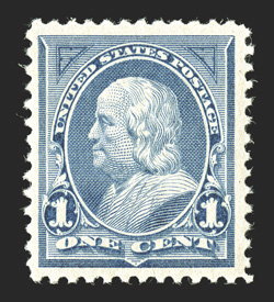 247, 1c Blue, well centered within larger margins than normal, strong color on fresh paper, pristine o.g., n.h., extremely fine.
