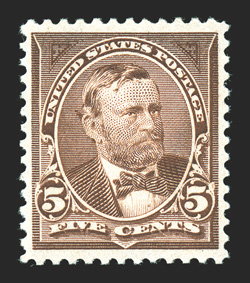 255, 5c Chocolate, flawlessly centered, vivid bright color and razor-sharp impression, o.g., l.h., an extremely fine gem.