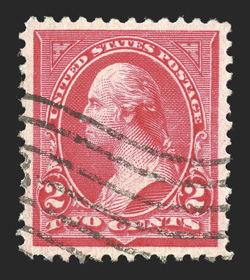267, 2c Carmine, Ty. III, an incomparable used single of this common stamp, in a quality unlike any other we have seen, possessing mathematically precise centered within large
margins, brilliantly rich color, light machine cancel, superb 2009 P