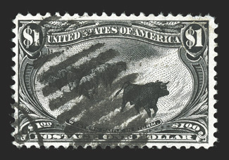 292, $1.00 Trans-Mississippi, used with duplex postmark, fresh and nearly very fine.