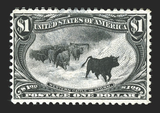 292, $1.00 Trans-Mississippi, used, very faintly cancelled, fresh and fine.